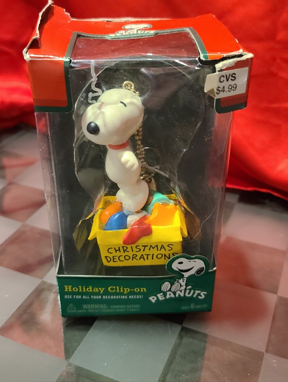 Peanuts Snoopy Clip-On Ornament - White, Yellow, Red, Blue, Orange